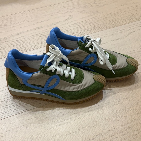 LOEWE Stylish Green and Blue Womens Sneakers Size 38 - Picture 2 of 5